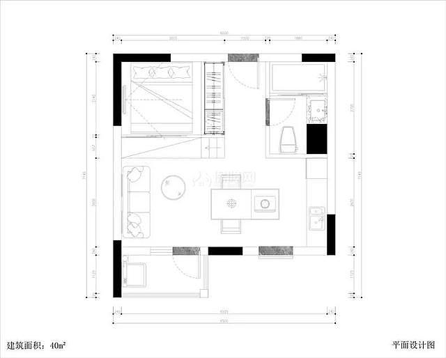 40平米单身公寓平面设计图