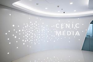 世像传媒办公楼墙面装潢设计效果图