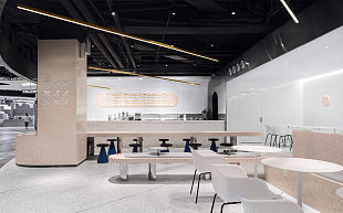 李茶德饮品店侧面空间装修布置效果图