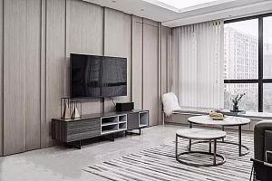 120㎡简约客厅电视墙设计效果图