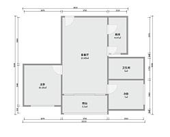 60平北欧风两居室户型图
