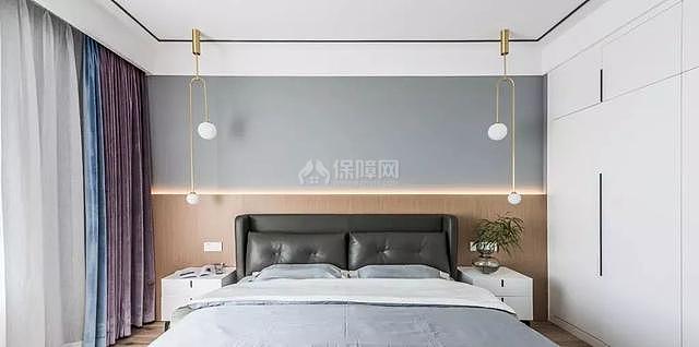 103㎡现代简约卧室床头墙设计效果图