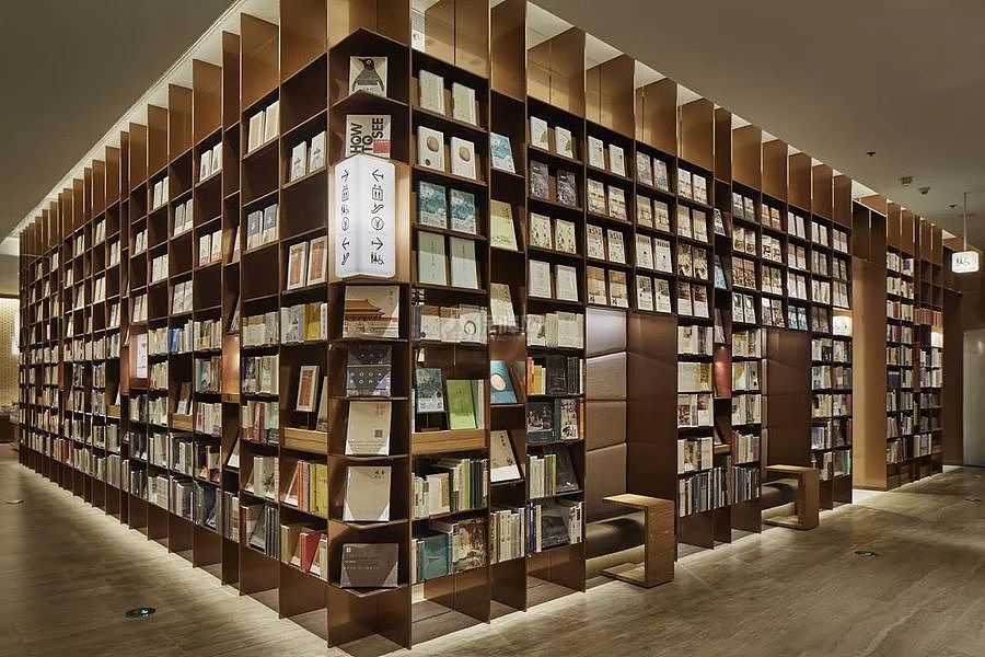 前檐书店阅读区书架设计效果图