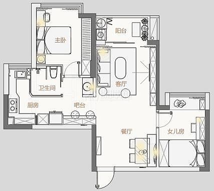72平方北歐兩室兩廳平面布置圖