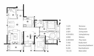 118㎡現(xiàn)代中式三居平面布置圖