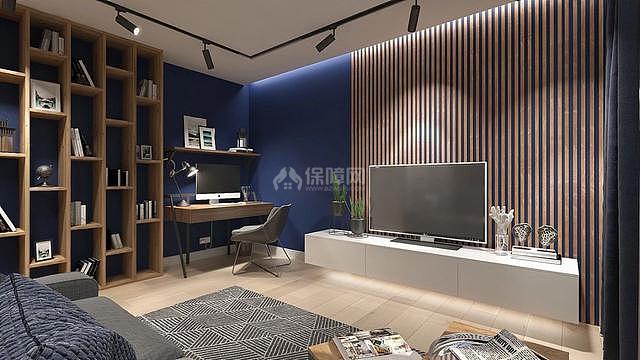 60方極簡(jiǎn)風(fēng)客廳一側(cè)工作區(qū)設(shè)計(jì)