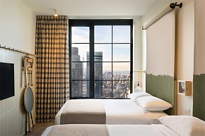 Moxy Chelsea hotel双人式客房设计效果图