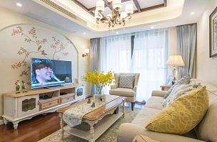 87㎡歐式田園風(fēng)客廳另一角度效果圖