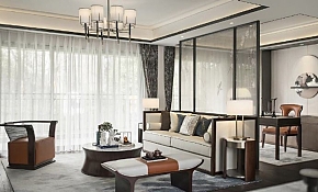 188㎡中式公寓之客厅装潢布置效果图