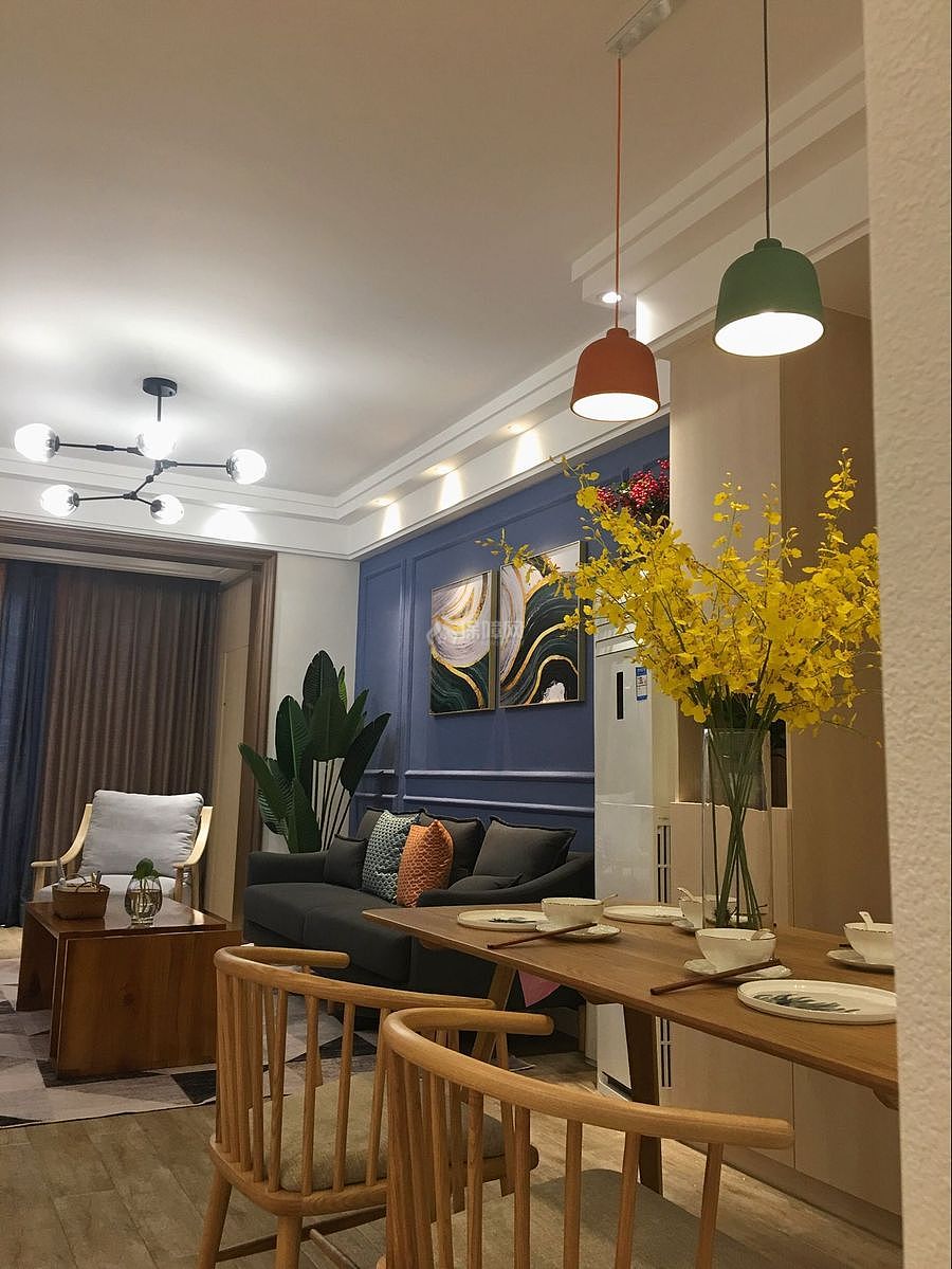 67㎡北歐兩居之餐廳裝潢布置效果圖
