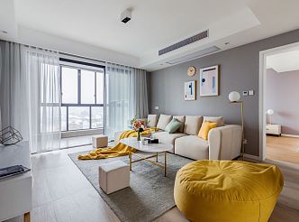 120㎡现代北欧风三居之沙发细节图