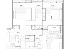 88㎡簡約原木風兩居之戶型圖