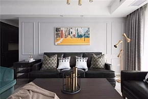 135㎡美式三居之沙发背景墙装饰效果图