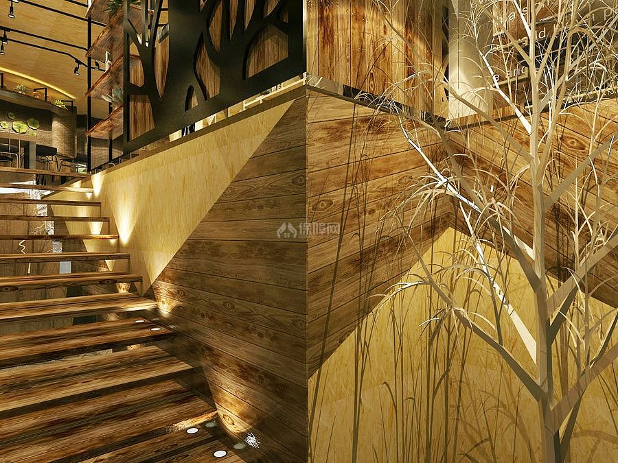 几木咖啡馆之楼梯装修设计效果图