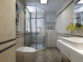 141㎡现代简约三居之卫生间装潢设计效果图