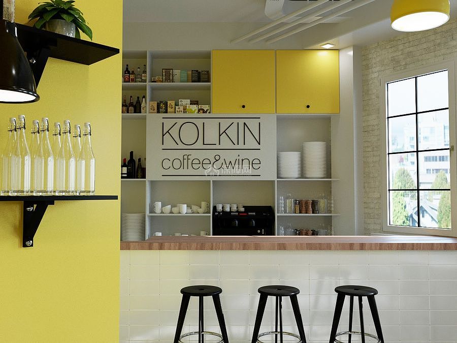 Kolkin咖啡&葡萄酒吧之吧台收纳架设计效果图
