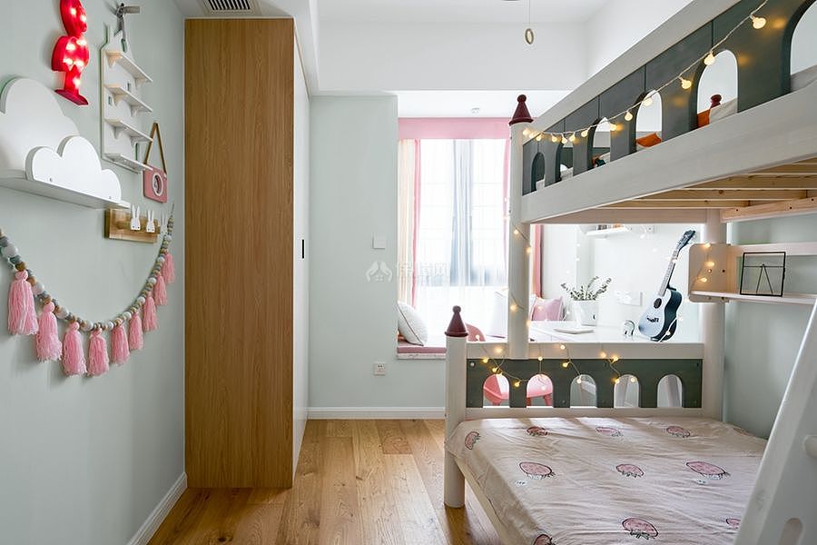 89㎡北欧小清新三居之儿童房墙面布置效果图