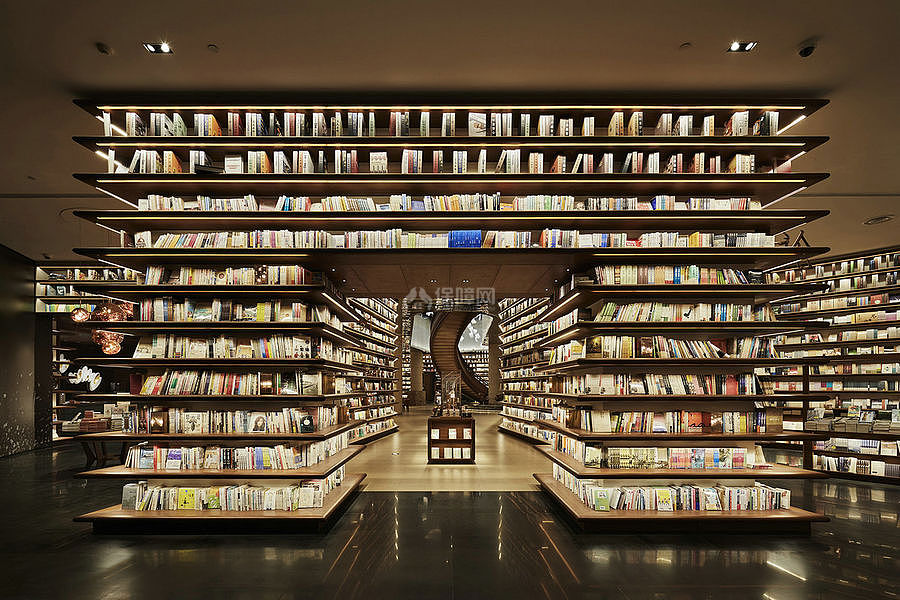 言几又·迈科中心之一层图书长廊设计效果图