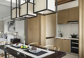 70㎡新中式两居之开放式厨房设计效果图