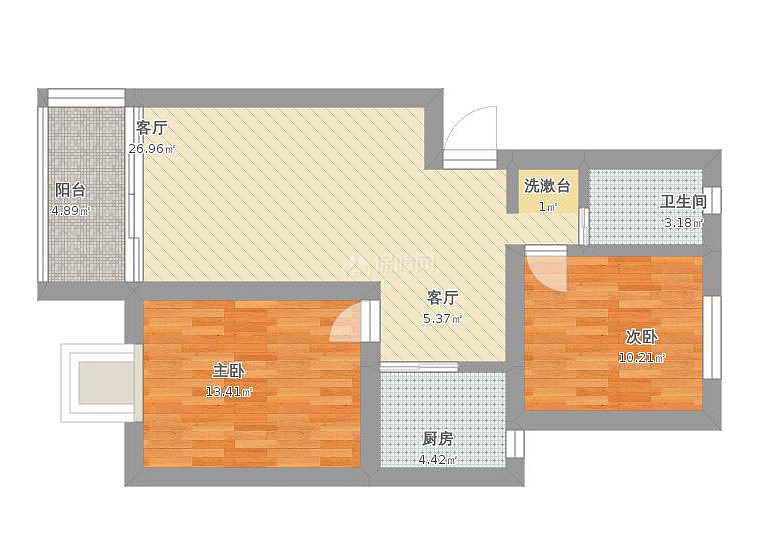 70㎡新中式兩居之原始戶型圖