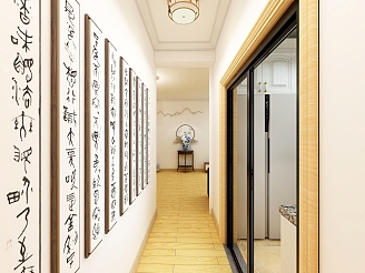 70㎡混搭风两居之走廊装饰画效果图