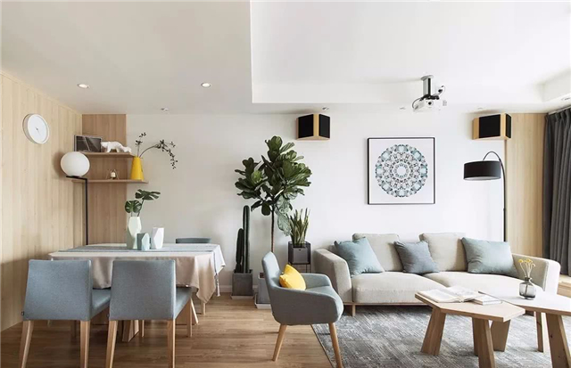 100平北欧风格小清新装修 书房藏了一张隐形床