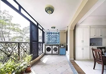 135㎡简约三居之阳台装潢效果图