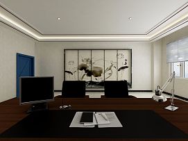 現(xiàn)代風(fēng)格辦公室之主管辦公桌布置效果圖