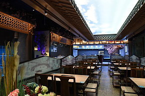 野妹經(jīng)典火鍋店之院落用餐區(qū)布置效果圖