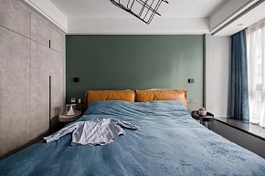 80㎡北欧两居之卧室床品布置效果图