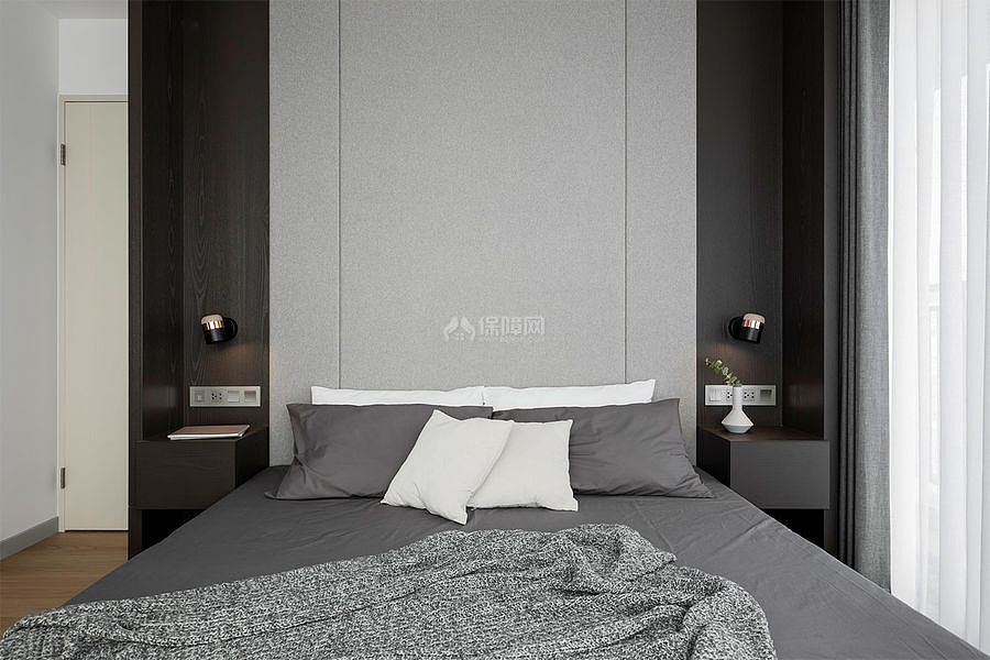 179㎡现代风三居之卧室床头布置效果图
