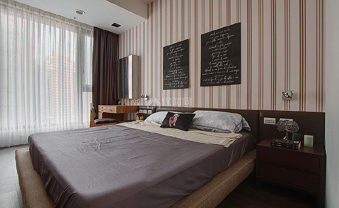106㎡现代简约两居之卧室效果图