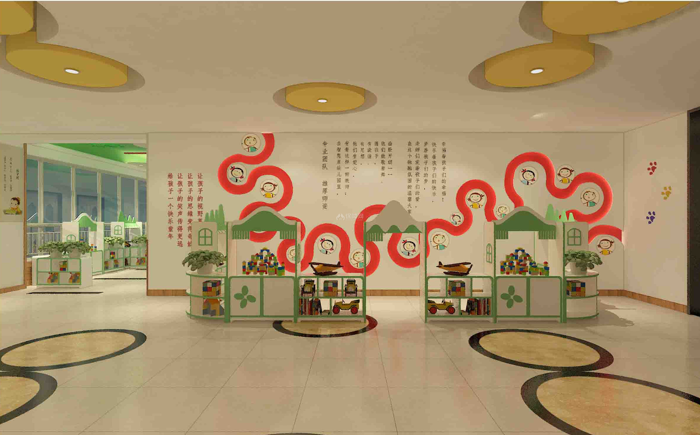 智慧泉幼儿园之二楼墙面装饰效果图