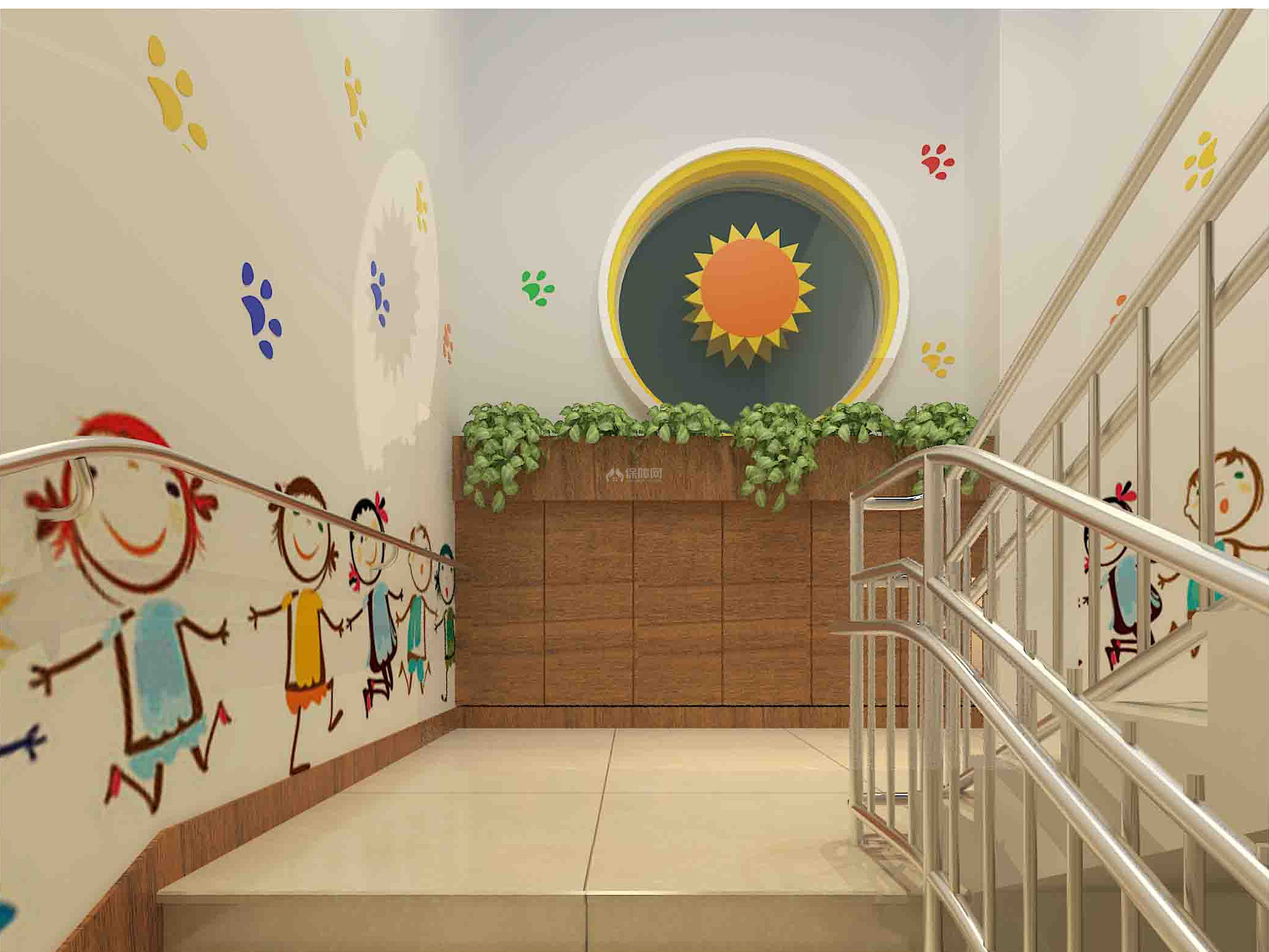 智慧泉幼儿园之楼梯口装修设计效果图