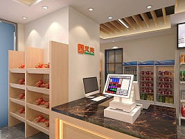 火夫水果店收银台设计效果图