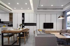 現(xiàn)代復(fù)式樓客餐廳一體效果圖