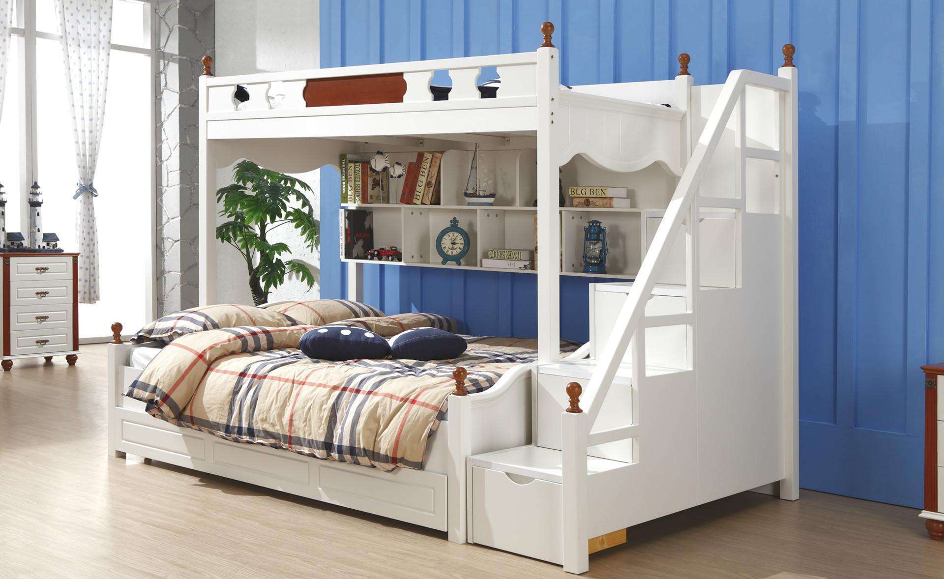 最新儿童房高低床带滑梯装修效果图_设计456装修效果图