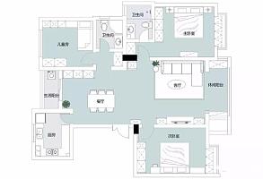 110平方治愈系北歐三居平面布置圖