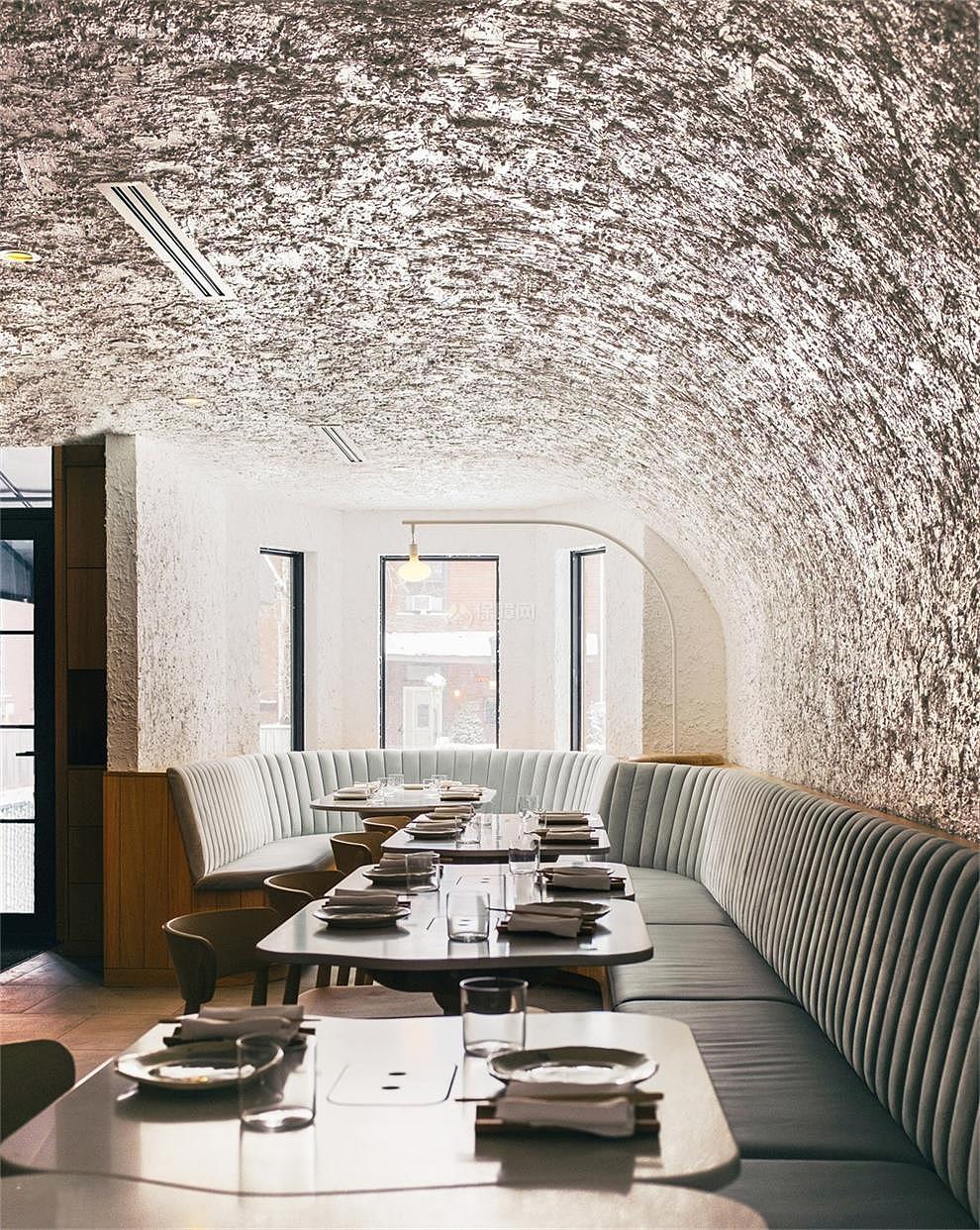 Sara极简主义餐厅大厅圆弧型设计效果图