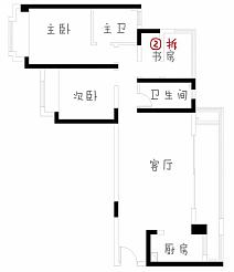 113平简欧三居原始结构图