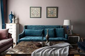 130㎡复古美式沙发墙装饰效果图