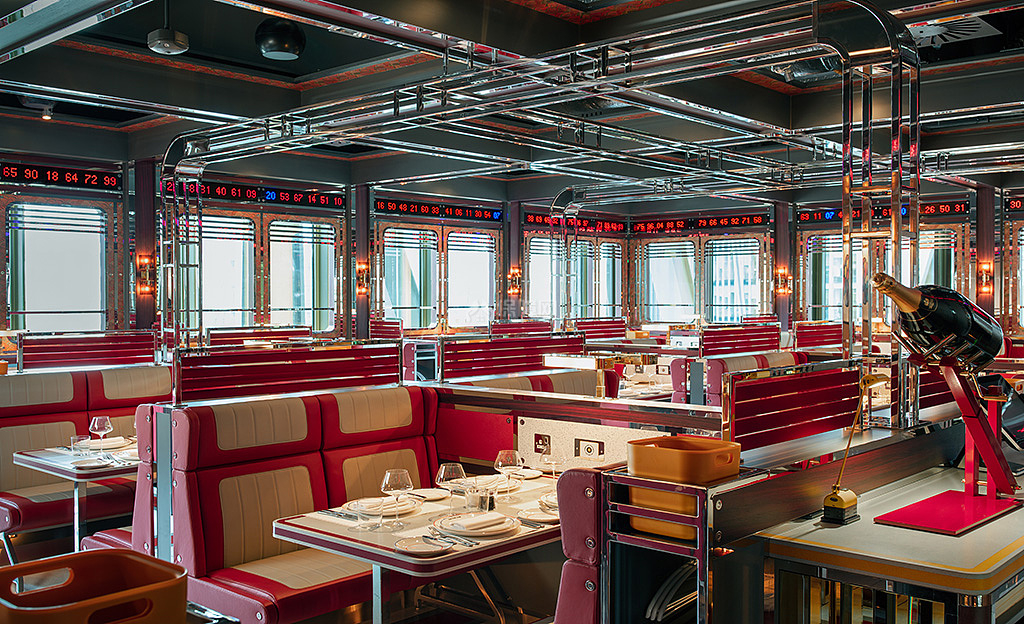 Bob Bob Cité法国餐厅红色主题厅座位布置