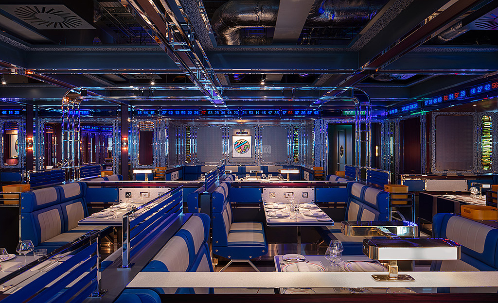 Bob Bob Cité法国餐厅蓝色主题厅布置效果图