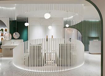 InNail美甲店空间弧形元素设计效果图