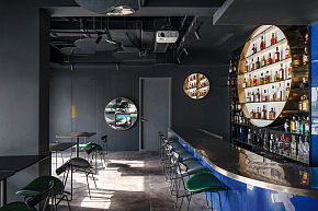 倾月酒吧威士忌酒吧及用餐区效果图