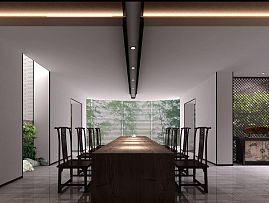 某银行中式会所品茶厅设计效果图