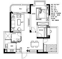 105m2輕奢簡美兩居平面布置圖