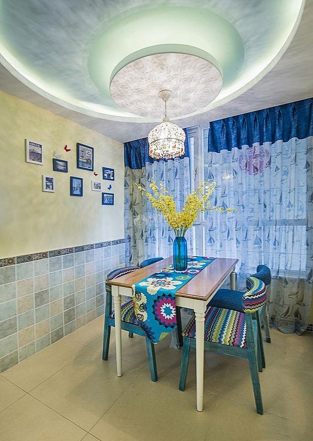 80㎡地中海風(fēng)餐廳整體裝修效果圖