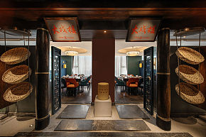 菌王府菌湯火鍋餐廳包間門設(shè)計(jì)效果圖