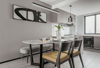 150㎡舒適現(xiàn)代餐廚區(qū)裝潢布置效果圖